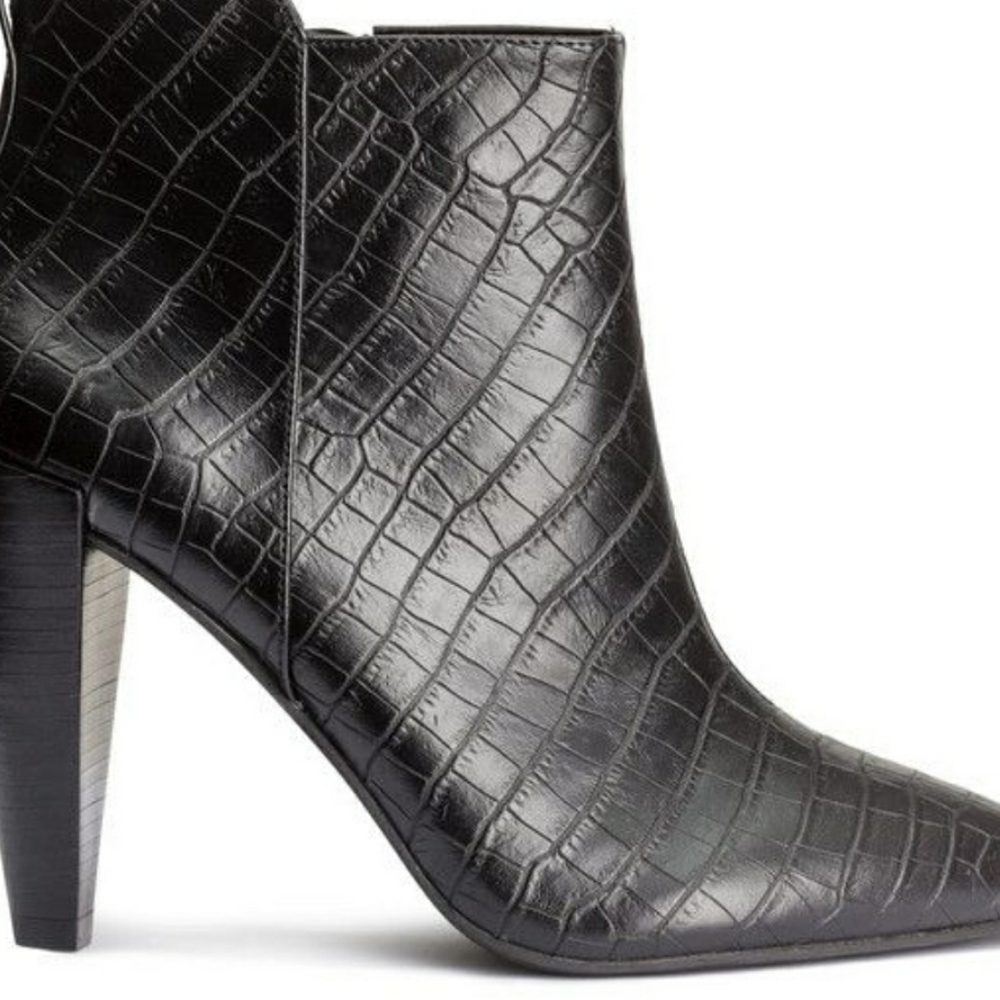 H&M ANKLE BOOTIES CROC FAUX LEATHER